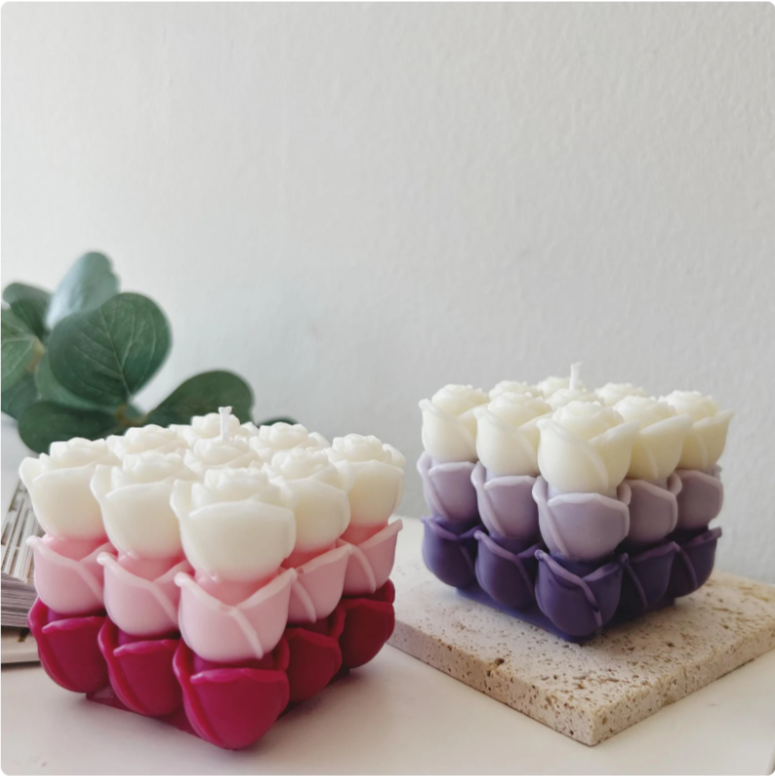 Beautiful Rose Candle Set of 2